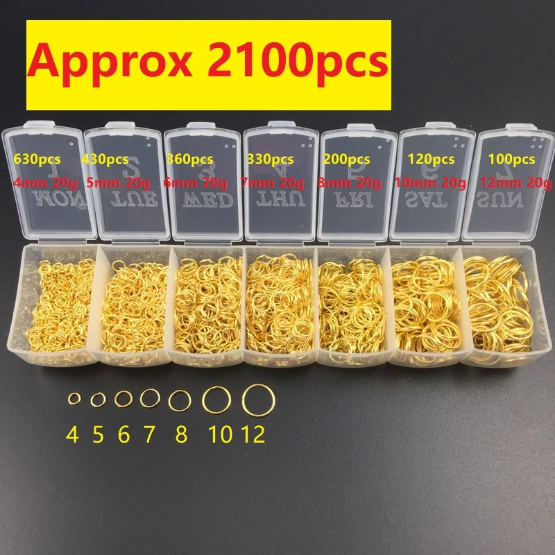 

2100pcs/box Mixed Size 4mm-12mm Iron Jump Rings Connectors for DIY Metal Jewelry Material Findings
