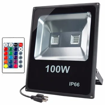 

100W Super Bright LED RGB Flood Light,Outdoor Remote Control,Color Changing Security Light,Waterproof 110V Dimmable 16 Colo ST63