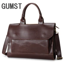 GUMST Хорошее Качество Офисные сумки для мужчин в винтажном стиле из искусственной кожи мужские деловые сумки портфель сумка однотонная офисная мужская деловая сумка