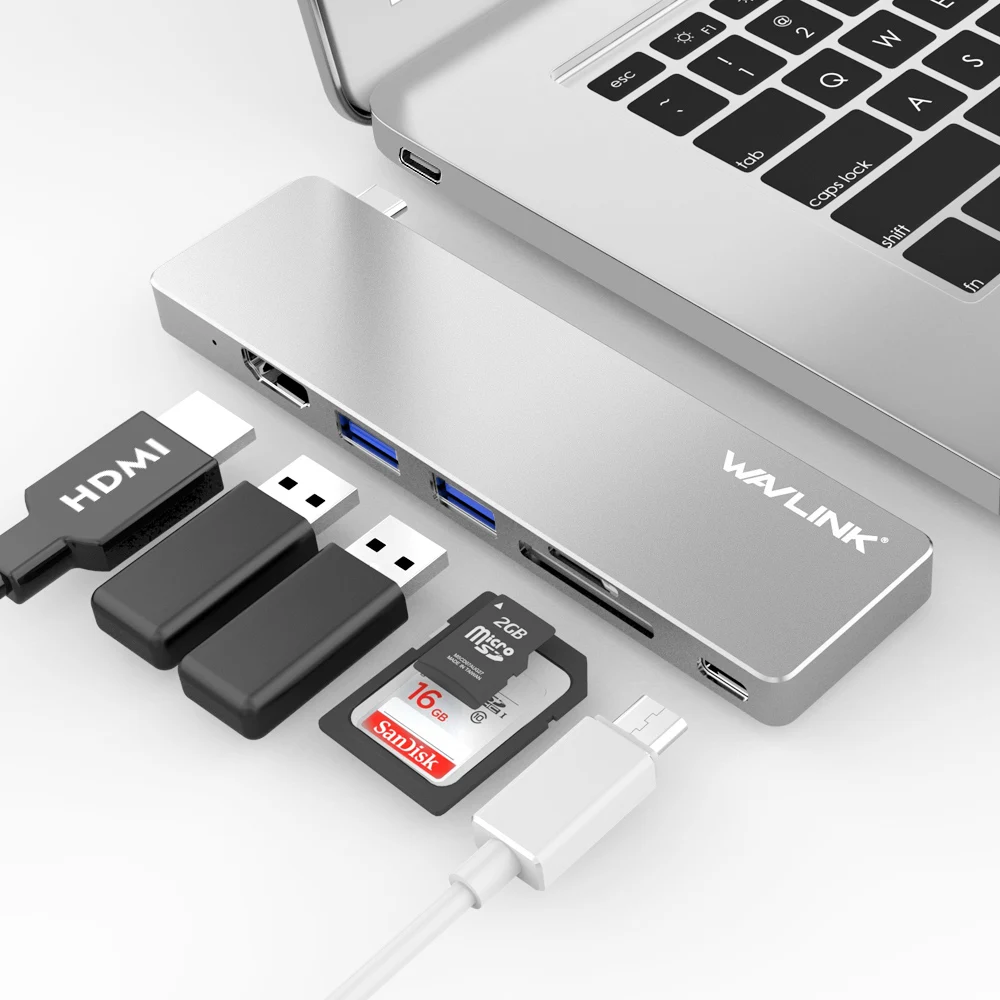 Wavlink USB C концентратор к HDMI 4K адаптер с SD/Micro SD кард-ридер USB A 3,0 концентратор адаптер питания для MacBook Pro