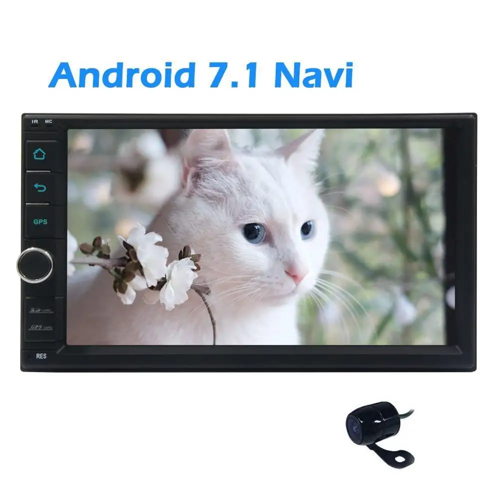 Android 7.1 2din Car Stereo GPS Navigation Autoradio Bluetooth Dual Cam-in with Free Rear Camera Headunit support Wifi/4G USB/SD