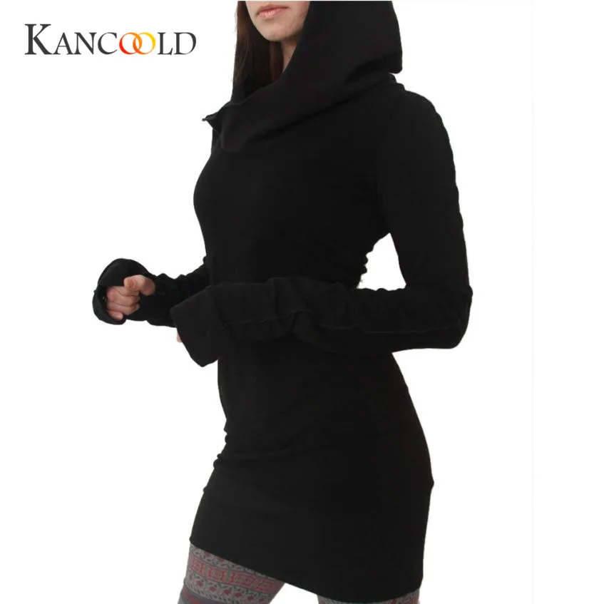 

KANCOOLD hoodies women Long Sleeve sweatshirt fashion women hoodies Pure Color Hooded Hoodies Slim Fit Coat Mini Hooded dec20