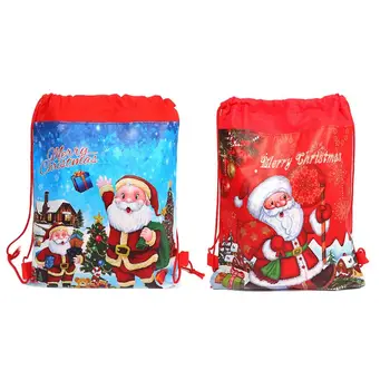

Merry Christmas/Santa Claus Theme Drawstring Gifts Bags Cinch Sack Kids Favors Baby Backpack Happy Birthday Party