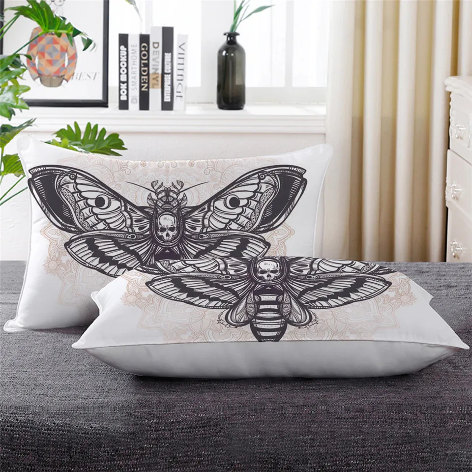 Постельное белье Outlet Death Moth Body Pillow богемное постельное белье бабочка Готический Череп вниз Альтернативная подушка черный белый домашний декор 1 шт