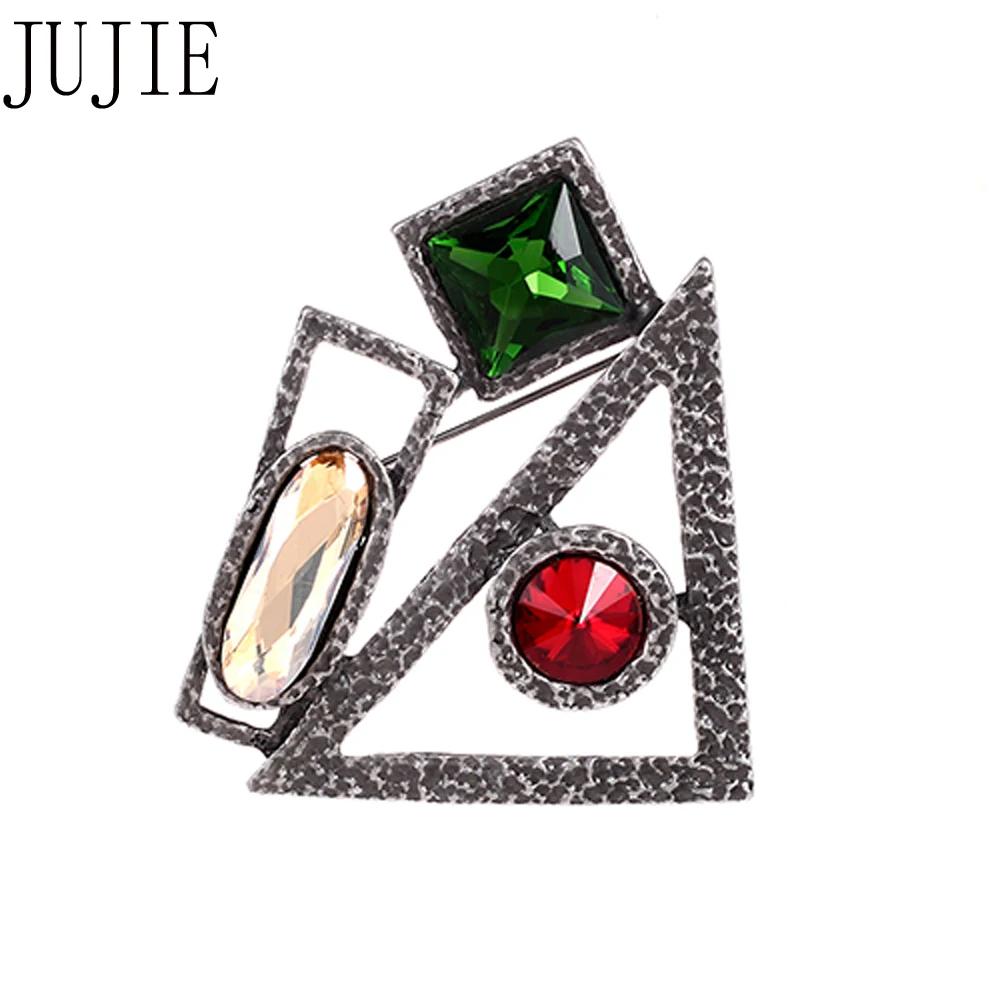 

JUJIE Vintage Multicolor Glass Brooches For Women 2019 Gorgeous Geometric Lapel Booch Pins Wedding Bouquets Jewelry Wholesale