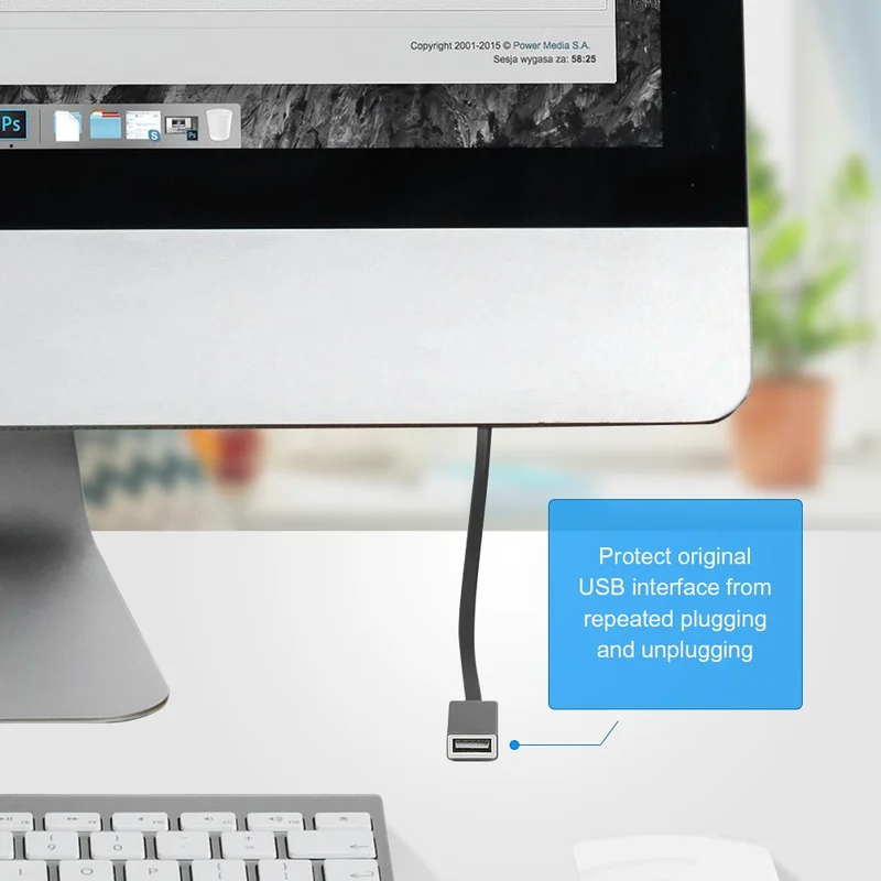 USB 2.0 تمديد كابل ، 1.66 ft شقة ضئيلة-خط USB وذكر إلى أنثى موسع ل غمبد فلاش محرك لوحة مفاتيح وماوس طابعة
