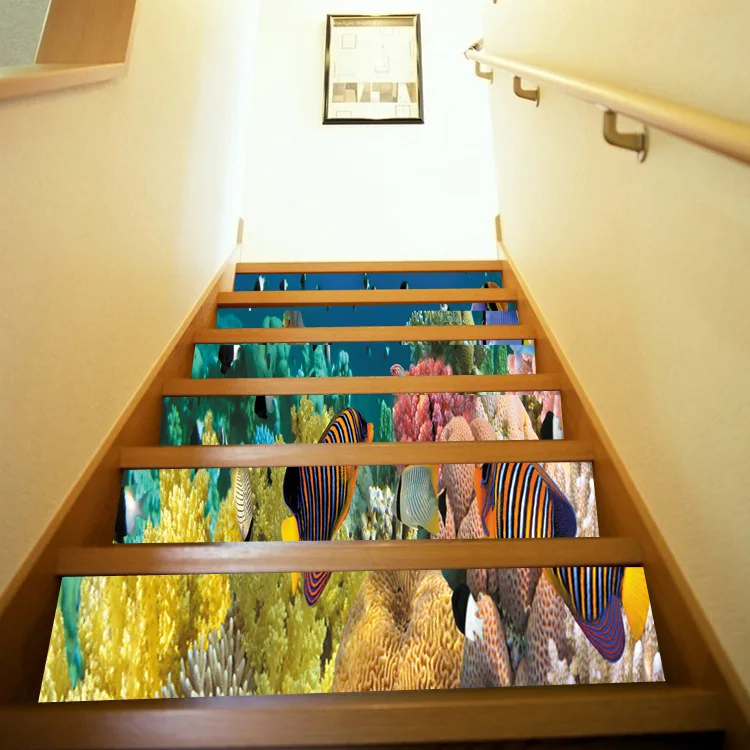 6 قطعة/المجموعة DIY 3D ورقة درج ملصقات يترك الدرج ملصقات الطابق ديكور الشارات ملصق ل غرفة المعيشة ديكور