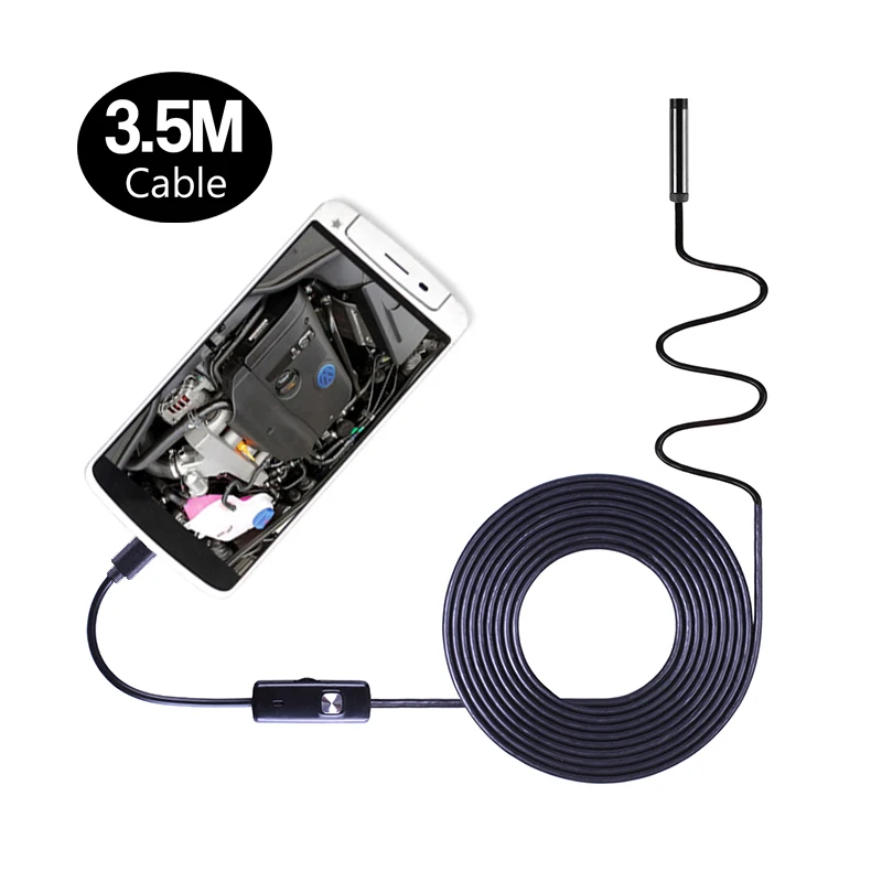 Cámara endoscópica 2 en 1 para coche, endoscopio de inspección con Cable duro suave de 3,5 m, lente de 5,5mm y 7mm, impermeable, Micro USB, OTG