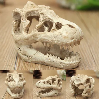 

Resin Dinosaur Skull Pet Aquarium Fish Tank Landscape Simulation Head Bone Terrarium Reptile Decoration Ornament Hide Cave