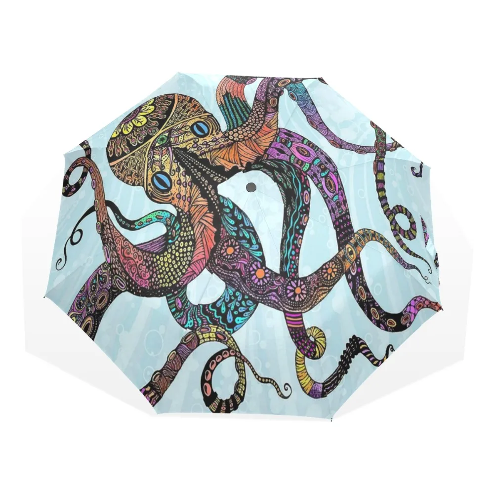 Fashionable Watercolor Octopus Multi Color Animal Pattern Umbrella