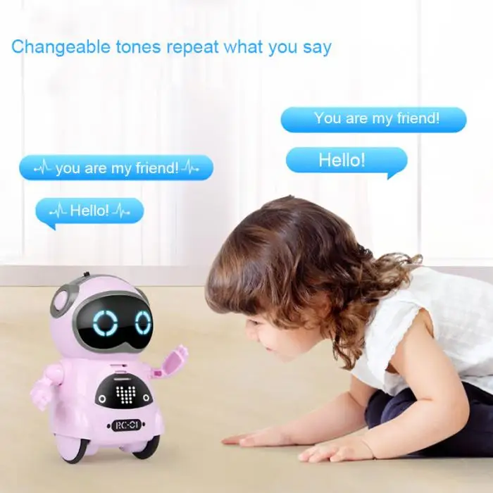 Мини карманные робот многофункциональный голос диалог свет танец робот игрушка Дети подарок