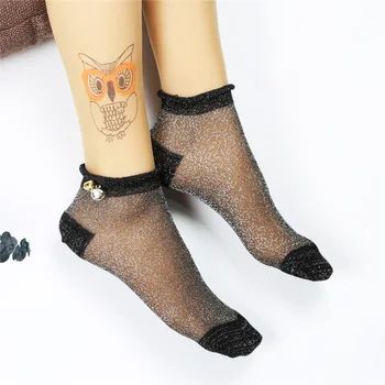 

1 Pair Fashion New Lotus Leaf Side Bell Sexy Socks Lace Flower Invisible Transparent Short Sock Drop Shipping