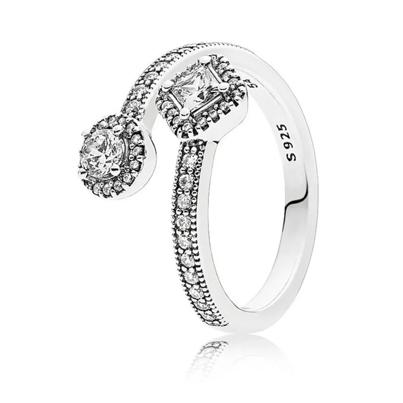 

Trendy Original Authentic 925 Sterling Silver Zirconia Abstract Elegance Ring For Women Wedding Gift Lady Fine Pans Jewelry