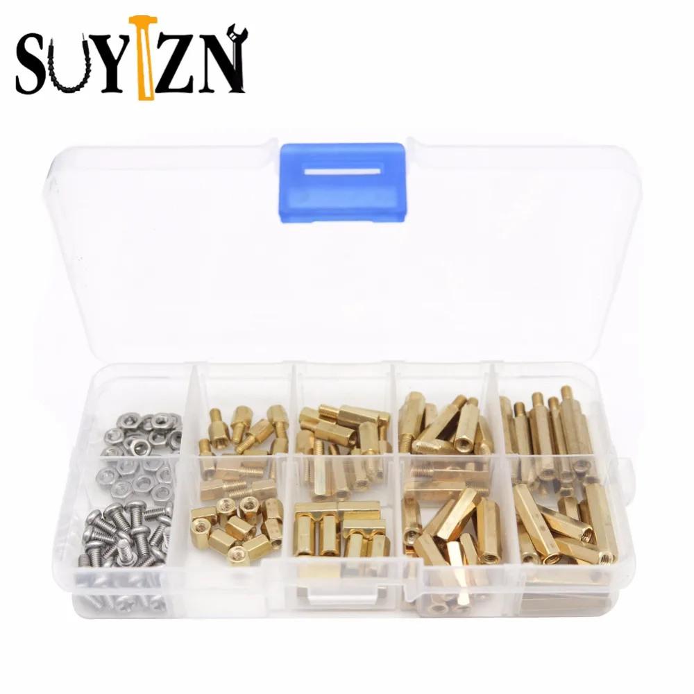 120Pcs M3 Metal Spacer Bolt Nut Screw Set Copper Bolt Nuts Kit M F Hex