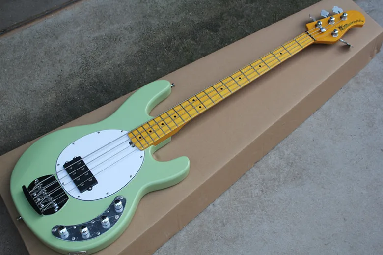 Active Pickups 9V battery Vitage Maple Fingerboard Green Music Man Ernie Ball Sting Ray 4 String Bass Guitar Active Pickups 9V battery Vitage Maple Fingerboard Green Music Man Ernie Ball Sting Ray 4 String Bass Guitar