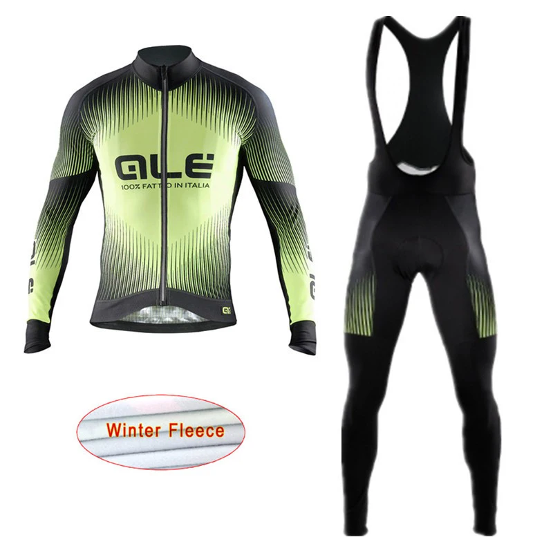 

ALE 2017 Winter thermal fleece bib pants jersey set MTB bicycle cycling jersey maillot men clothes mountain bike clothing