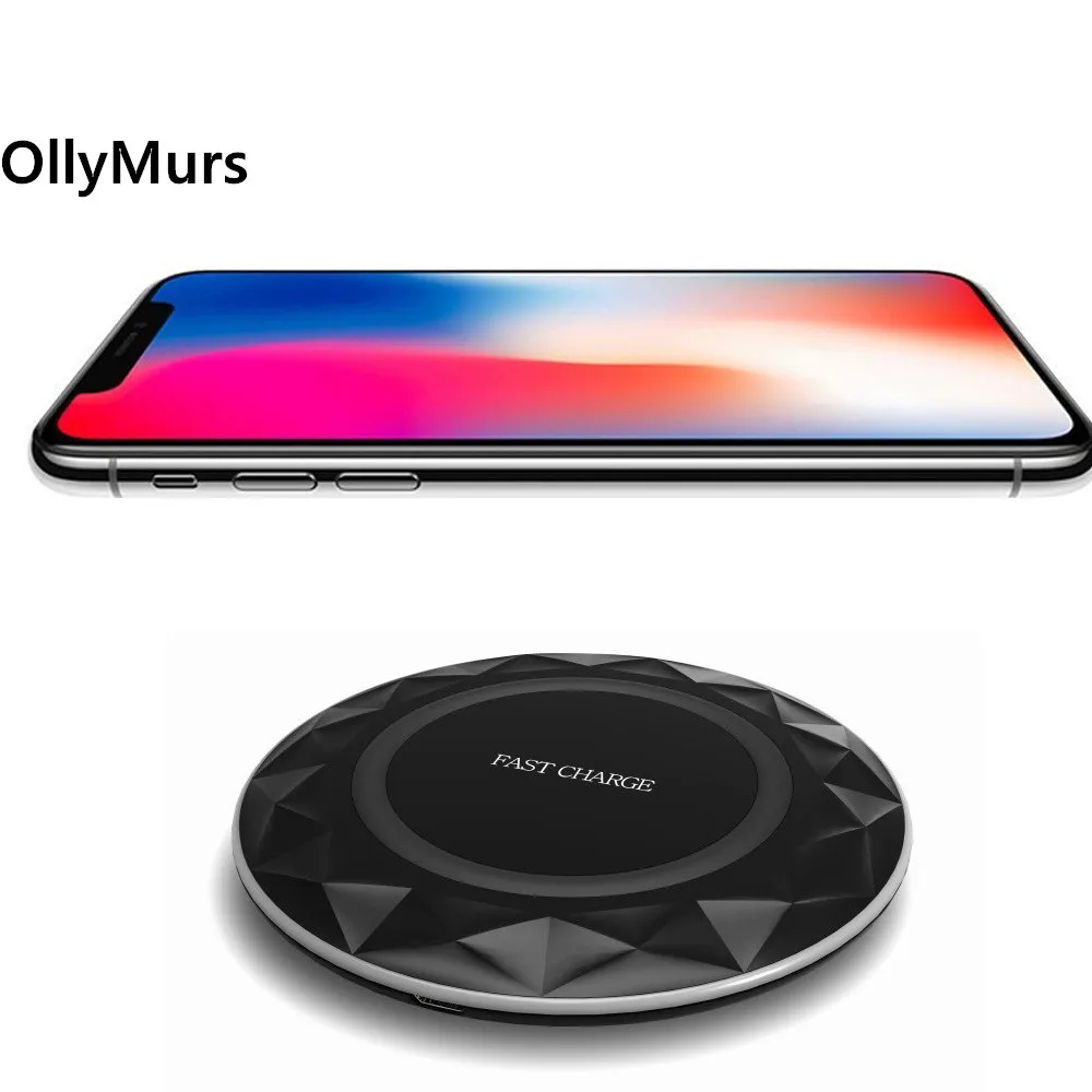 OllyMurs 10 Вт Qi Быстрое беспроводное зарядное устройство для samsung S9 S9plus Note 8 iPhone X XR XS plus