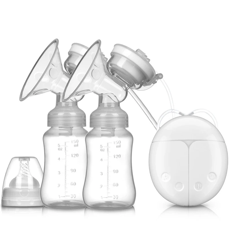 Одноместный/двойной Электрический молокоотсос с молочной бутылочкой для младенцев USB соска мощные всасывающие молокоотсосы для кормления ребенка - Цвет: white