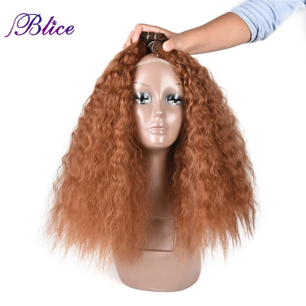 

Blice Kinky Curly Hair Weaving 18-22 Inch Nature Color Wave Synthetic Hair Extension With Double Weft Bundles Brown 3PCS/Pack