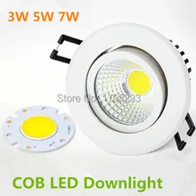 20 шт./лот COB даунлайт с регулируемой яркостью 3 Вт 5 Вт 7 Вт светодиодные лампы белый корпус AC110V/220 В теплый/холодный белый внутренний свет