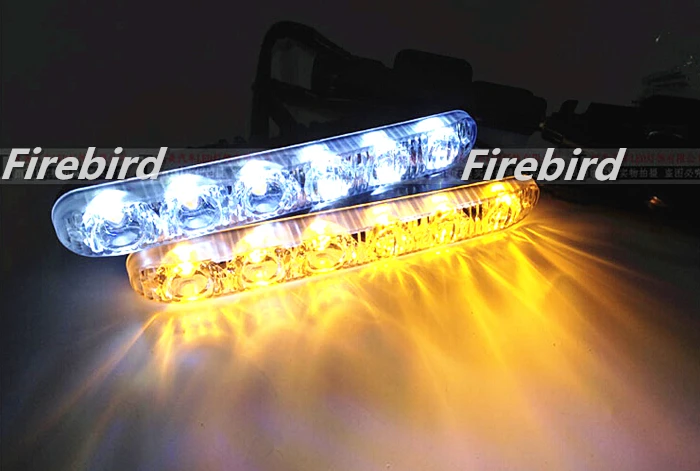 

New Double colors LED daytime running lights 6W*2 power cold white DRL and yellow flowing water turn signal lights