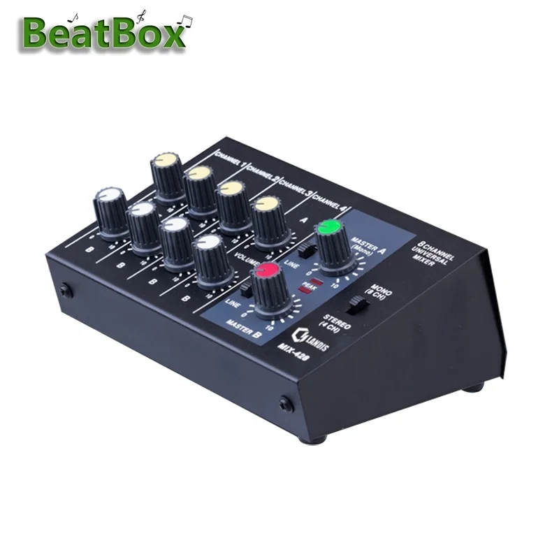 

Mixing Console Ultra-compact Low Noise 8 Channels Audio Sound Mixer Mono Stereo Mixer with Power Adapter Cable