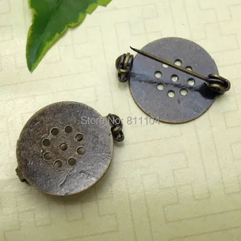 

17mm Antique Bronze Plated Brass Blank Circle Filigree Tray Back Pins Brooch Bases Settings Brooches Findings 40pcs