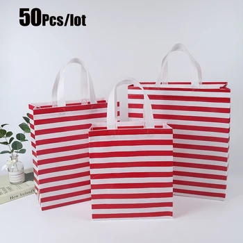 

50Pcs/lot Reusable Large Non-woven Shopper Bag Women Shoulder Tote Non-woven Environmental Case Organizer Gift Bag