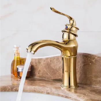 

New Gold Single Handle Basin Faucets Cold & Hot Mixer Basin Sink Tap Water Kitchen Faucet Bathroom Accessories