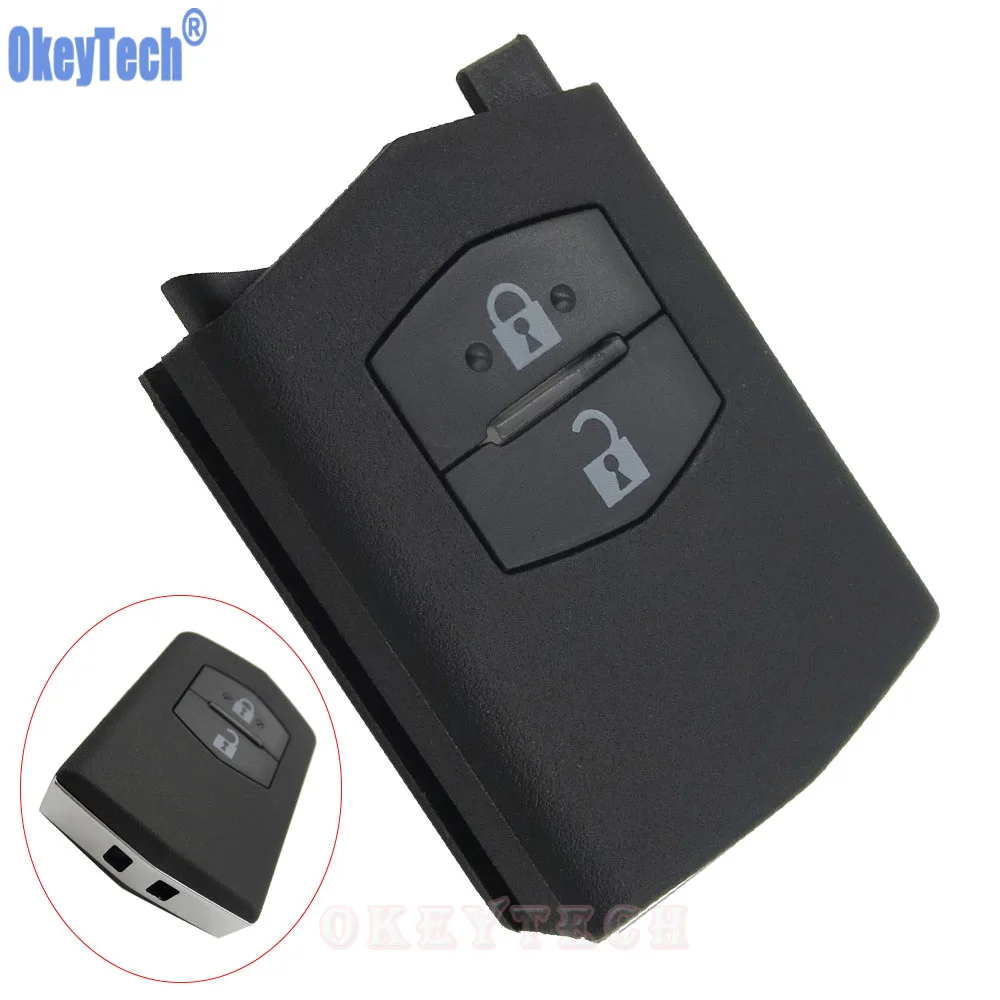 Okeytech 2 Buttons Folding Flip Remote Control Car Key Case For Mazda 2 3 5 6 No Blade Replacement Keyless Entry Fob Shell Cover