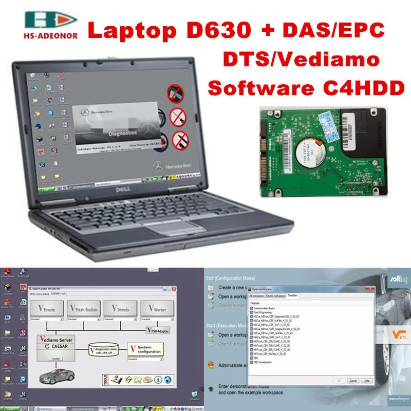 

High quality second hand laptops D630 with car diagnostic-tool mb star c4 Latest software(DTS-Monaco8/Vediamo) And FDOK calculat