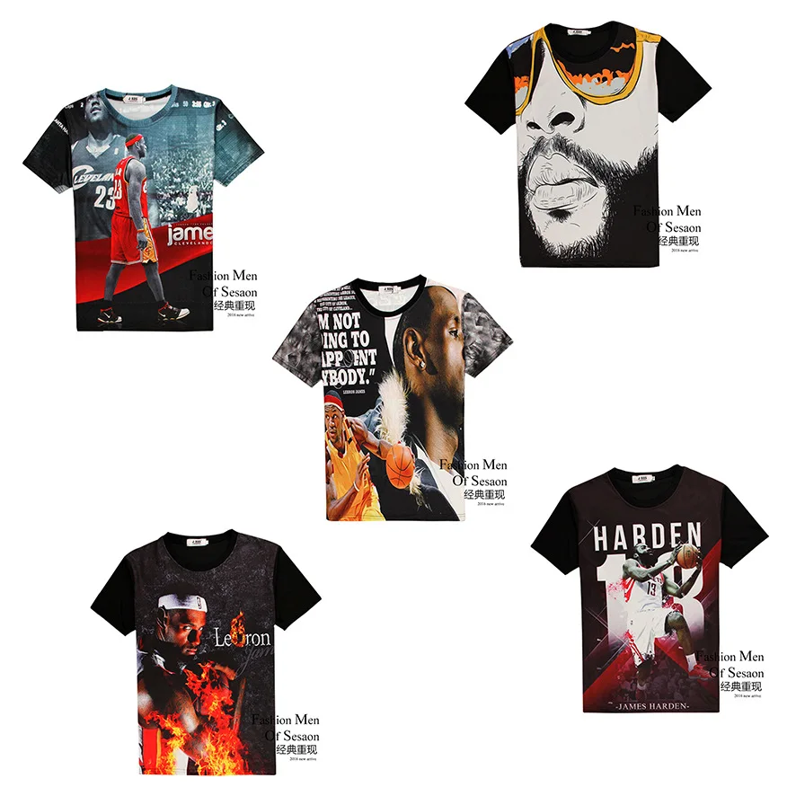 High quality fashion street basketball style 3d print short sleeve round neck boy t shirt 11