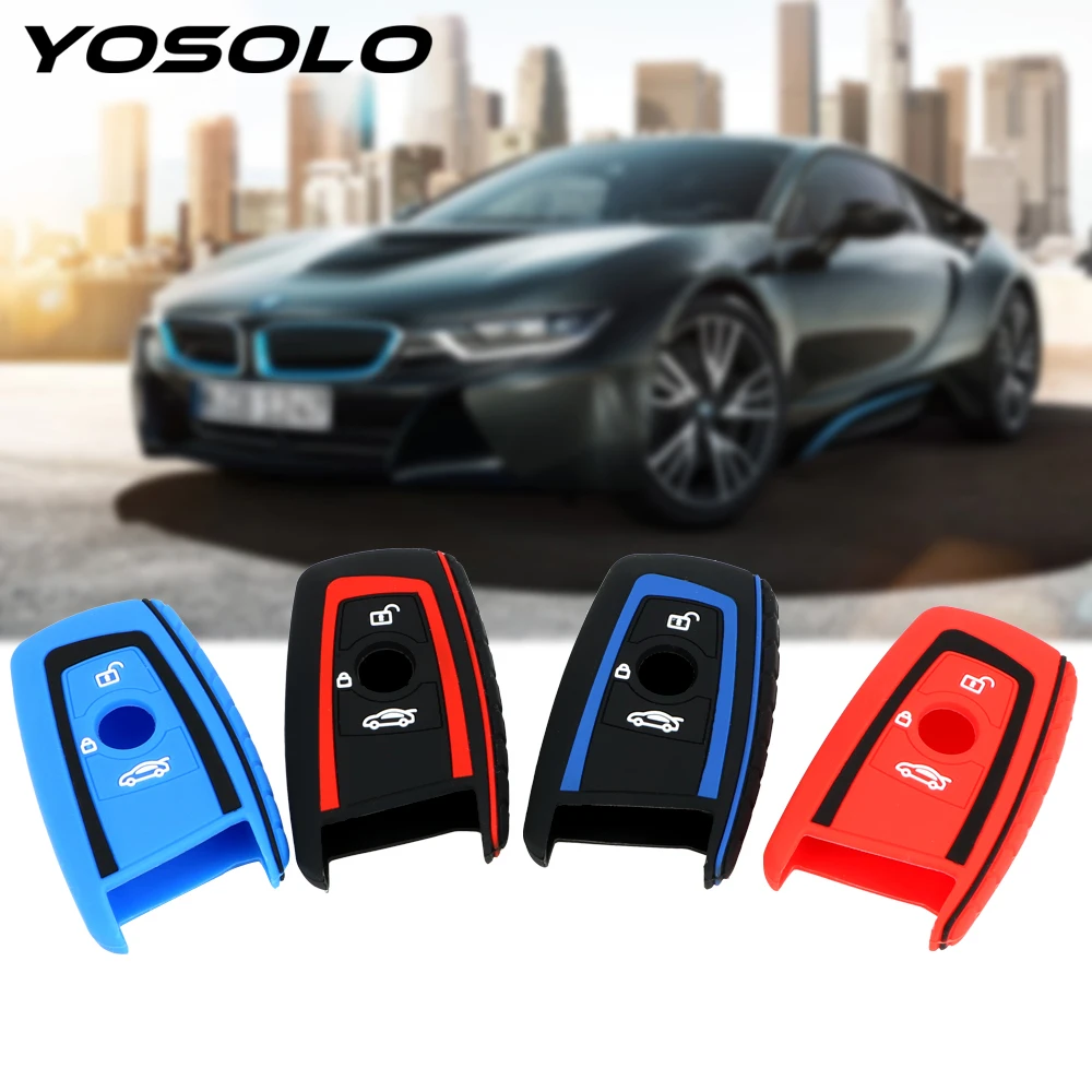 

YOSOLO 3 Button Car Key Case Cover Silicone For BMW F10 X1 X3 X4 M1 M2 E46 E90 E39 G30 1 7 5 2 Car Key Bag