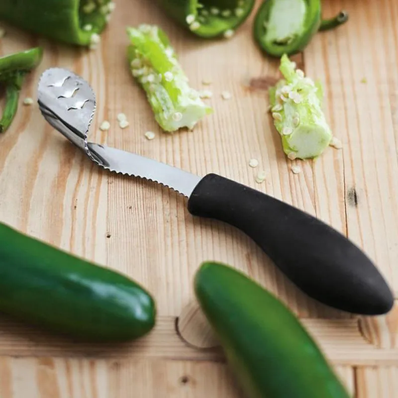 

Green Stainless Steel Pepper Chili Core Separator Remover Device Fruit Vegetable Tool Cutter Kitchen Tools Tableware