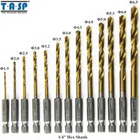 Бесплатная доставка 13 шт с титановым покрытием HSS сверла по металлу с 1/4 