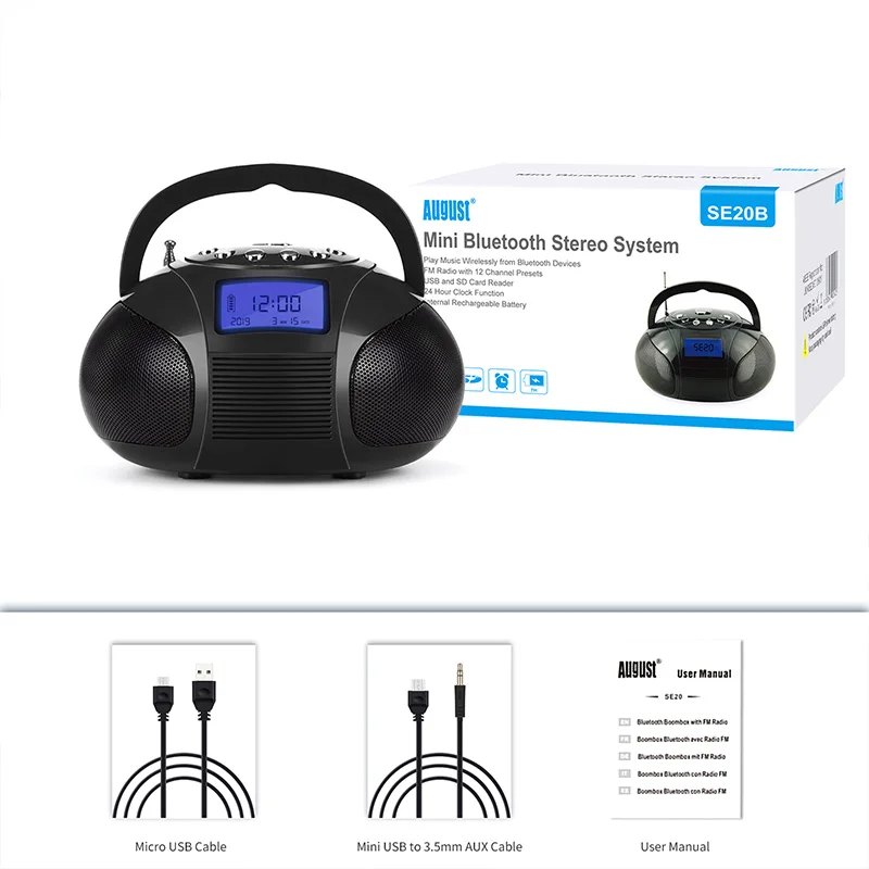 Августа SE20 Портативный Будильник FM радио с мини Bluetooth Динамик стерео Системы