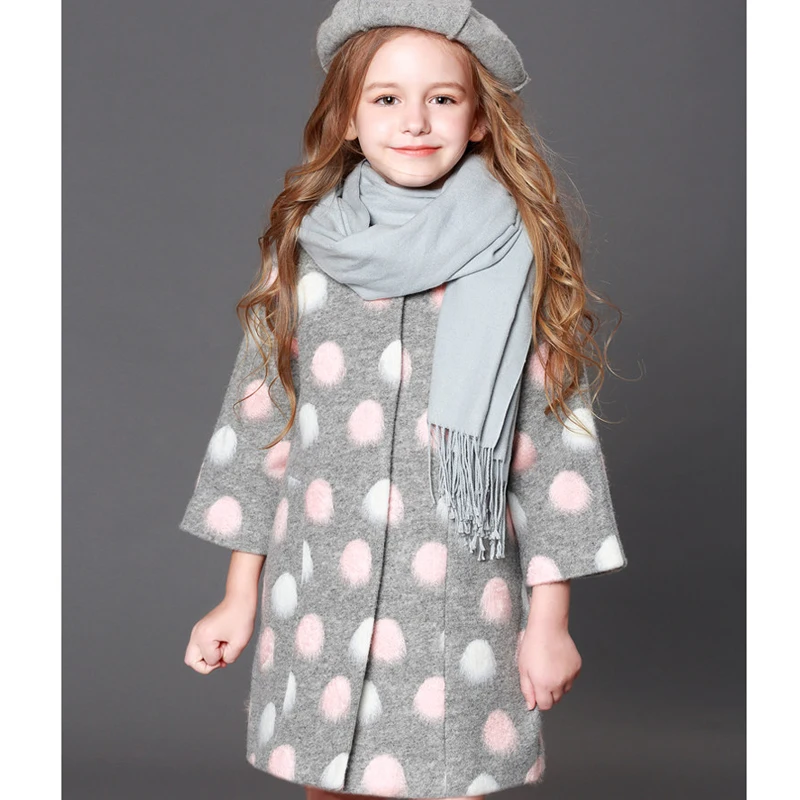 

girls woolen coat foreign style 2018 new long section children fall and winter clothes woolen coat quilted cotton