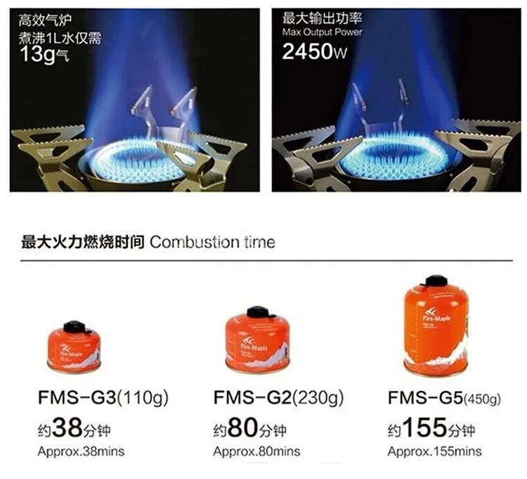 Огненная клен газовая плита для кемпинга, газовая плита для кемпинга, походная плита для кемпинга, походная плита из нержавеющей стали, FMS-100 2450 Вт