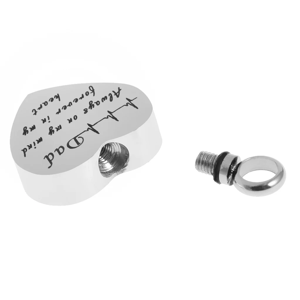 Stainless Steel Lifeline Heartbeat ECG Cremation Urn Pendant Always on My Mind Forever in My Heart Family Memorial Keepsake