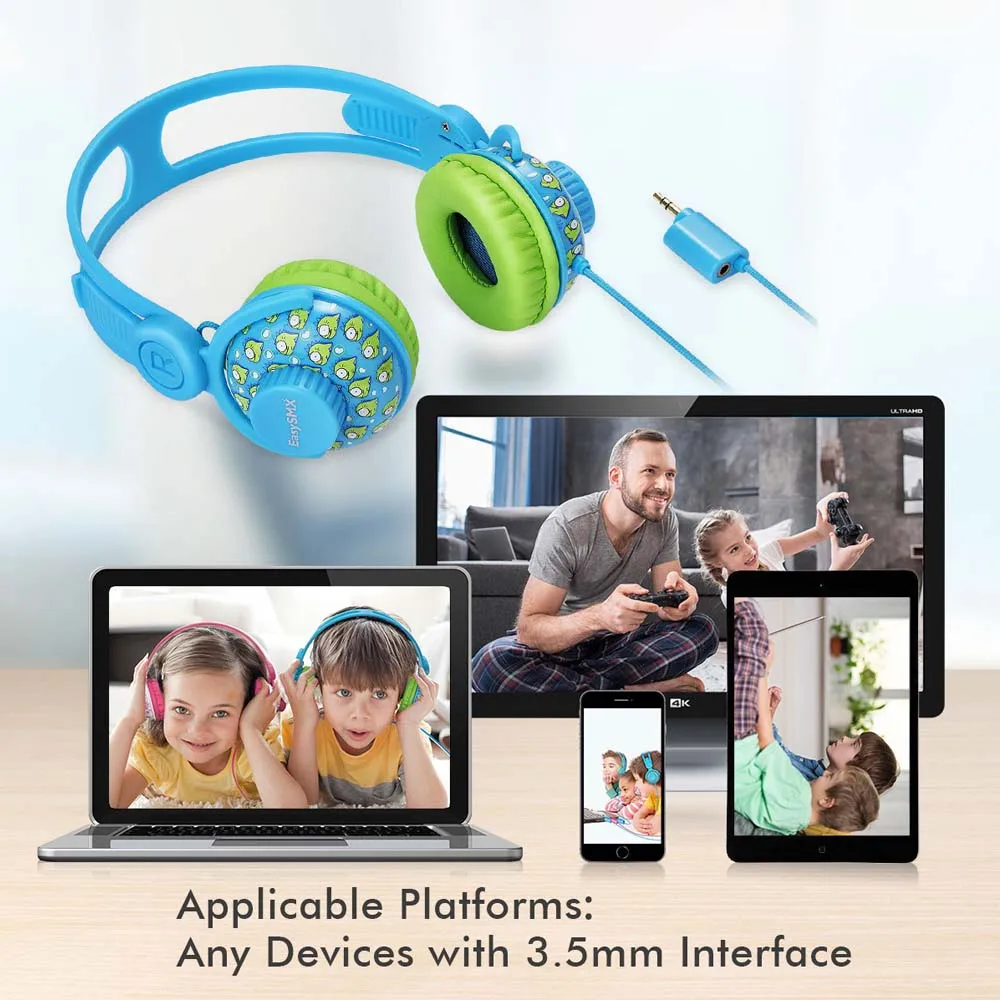 JINSERTA Kids Headphones Cute Headphone with Safe Volume Limiting Share Port 3 5mm Plug Children Headphones for iPhone iPad PC