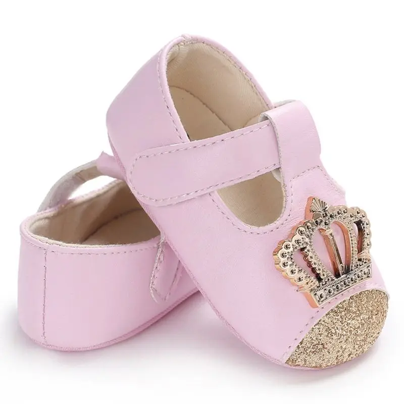 Newborn Baby Girl Soft Sole Leather Crib Shoes Anti-slip Sneaker Prewalker 0-18M 