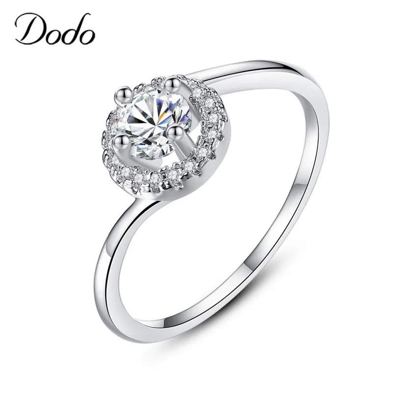 Simple Round Four Prong AAA Zircon Rings Korean Fashion