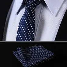 TD119B6 синий горошек 2," Шелковый тканый тонкий узкий мужской галстук Галстук платок Карманный квадратный костюм набор