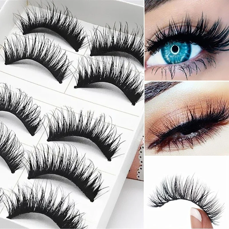 

5 Pair/ Set Natural Long Thick Soft Realistic 3D Fake Eyelashes Handmade Fashion Makeup Lashes false eyelashes