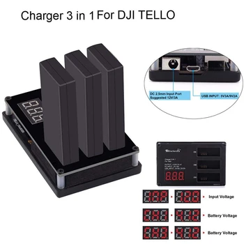 

3 IN 1 Battery Quick Charger For DJI Tello 3 Outlet Port Battery Charging Stand With LED Display Portable Smart Battery Charger