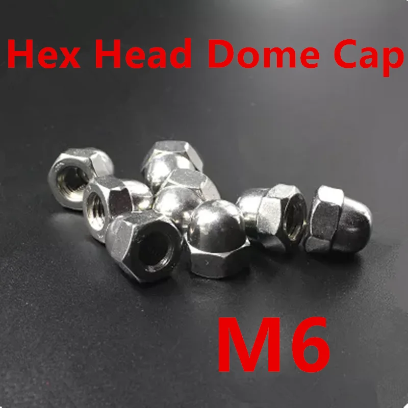 20PCS Metric M6 304 Stainless Steel Hex Head Dome Cap Protection Cover Nuts Fastenersin Bolts