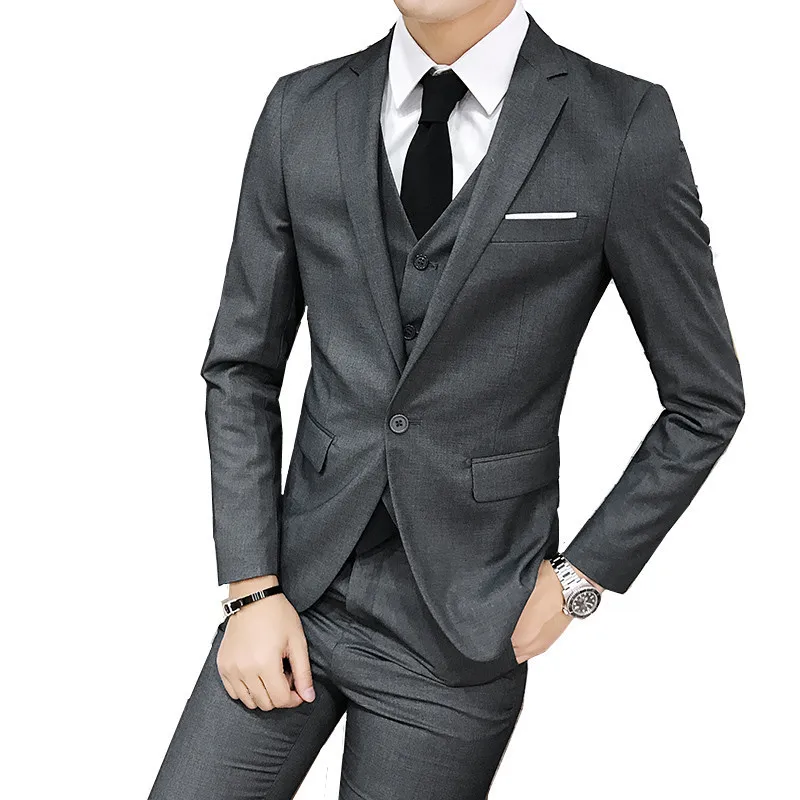

Men's suits 2019 spring and autumn business gentlemen wedding banquet groom formal suit 3 sets (coat + vest + pants) Plus size