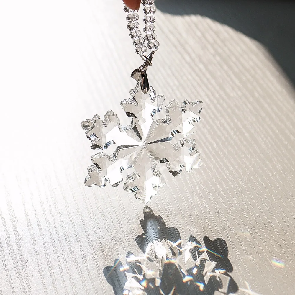 

H&D 2.5inch Car Rear View Mirror Ornament Car Pendant Crystal Snowflake Hanging Ornament Car Accessories