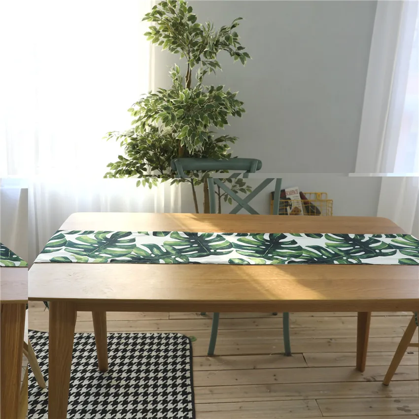 Leaves Waterproof Table Runner Dust Cover Contracted End Of Bed Table Flag Tablecloth For Wedding Party TV Cabinet Dust Cover
