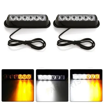 

(2pcs/lot) 6 LED 12V~24V Car Truck Emergency light Beacon lighthead Hazard Strobe Warning lamp Car External flashing lights